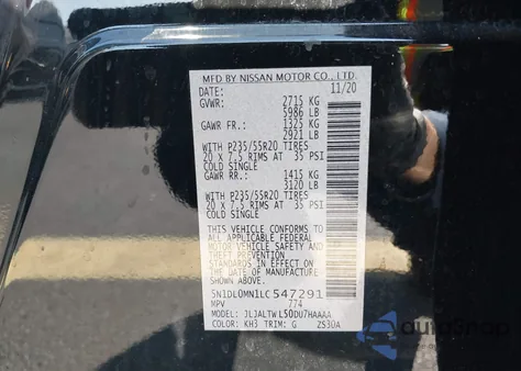 2020 Infiniti Qx60 Signature Edition from USA, damaged, VIN 5N1DL0MN1LC547291